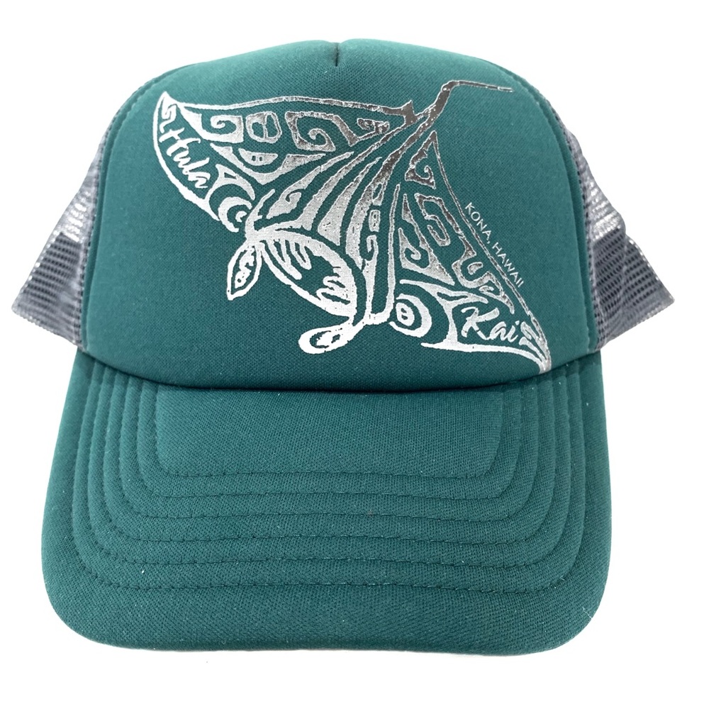 NEW Kona Hawaii Hula Hat Green Gray Trucker Style